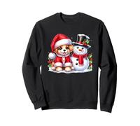 Merry Christmas Chiot et Bonhomme de Neige Joyful Holiday Sweatshirt