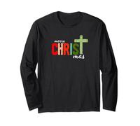 Merry Christmas Cross Design Religious Holiday Christian Tee Manche Longue