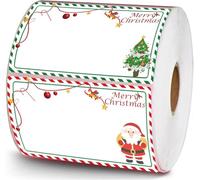 Merry Christmas Direct Thermal Labels Stickers Watercolor Small Business Thermal Stickers 1.25x2.25 Inch Multi-Purpose Thermal Sticker Labels Printer for Inventory, Address, Name Gift Tag 500 Pcs