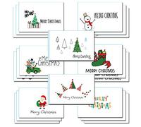 Merry Christmas Ensemble de cartes de vœux avec enveloppes pour cartes de Noël, cadeau de l'argent et cartes en 8 mignon Motifs festifs, 24 cartes et 24 enveloppes incluses