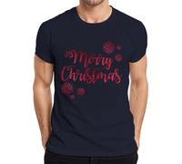 Merry Christmas Flocons de neige - Noël Cadeau de Noël Hommes T-shirt, Navy, S