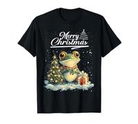 Merry Christmas Frog Santa Hat Animal Cute Xmas Holiday T-Shirt