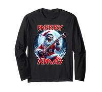 Merry Christmas Heavy Metal Père Noël satanique tête de Mort Manche Longue
