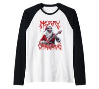 Merry Christmas Heavy Metal Père Noël satanique tête de Mort Manche Raglan