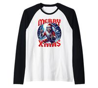 Merry Christmas Heavy Metal Père Noël satanique tête de Mort Manche Raglan