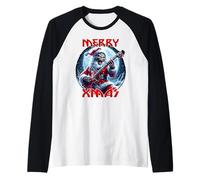 Merry Christmas Heavy Metal Père Noël satanique tête de Mort Manche Raglan