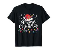 Merry Christmas Lights Santa Hat Family Matching Men Women T-Shirt