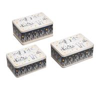 Merry Christmas Lot de 3 boîtes à biscuits carrées en métal noir Paysage d'hiver montagnes et skis pour biscuits, biscuits et collations - Boîte à biscuits avec couvercle en 3 tailles