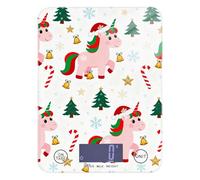 Merry Christmas Mini balance alimentaire facile à nettoyer Motif licornes roses 5 kg/5 g Avec 4 unités pour la cuisson des régimes cétogènes (piles non incluses)