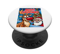 Merry Christmas Père Noël Renne Noël Drôle PopSockets PopGrip Adhésif