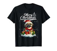Merry Christmas Pug Santa Hat Dog Lovers Xmas T-Shirt