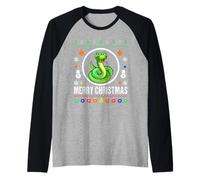 Merry Christmas Pull de Noël en Tricot Motif Serpent Manche Raglan