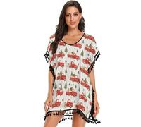 Merry Christmas Red Truck - Cache-maillot de bain pour femme - Robe d'été surdimensionnée, Camion rouge Merry Christmas, S