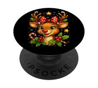 Merry Christmas Renne Noël Famille Flocons de Neige Noël PopSockets PopGrip Adhésif
