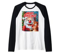 Merry Christmas Renne Père Noël drôle Noël Manche Raglan