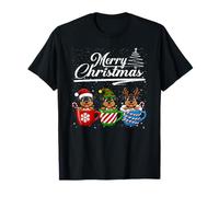 Merry Christmas Rottweiler Reindeer Elf Santa Dog Lover T-Shirt