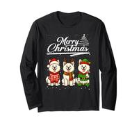Merry Christmas Samoyed Reindeer Elf Santa Squad Dog Lover Manche Longue