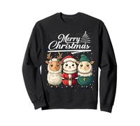 Merry Christmas Sheep Santa Hat Animal Cute Xmas Holiday Sweatshirt