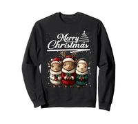 Merry Christmas Sheep Santa Hat Animal Cute Xmas Holiday Sweatshirt