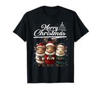Merry Christmas Sheep Santa Hat Animal Cute Xmas Holiday T-Shirt