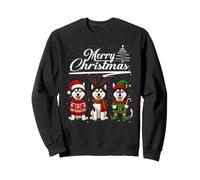 Merry Christmas Siberian Husky Reindeer Elf Santa Dog Lover Sweatshirt