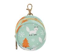 Merry Christmas Simple Line White Fox Green Newborned Girl Titulaire Case Portable Coin Purse Wallet Bag, Baby Items Container Box estuche para chupones de