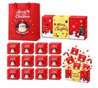 Merry Christmas Surprise Box Gift, Surprise Explosion Box, Unique Folding Bouncing Red Envelope Gift Box, For Birthdays, Christmas Parties, or Weddings，A-2(12 boxes + gift box + gift bag)