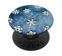 Merry Christmas - Téléphone de Noël Bleu Gris givré Flocon de Neige PopSockets PopGrip Adhésif