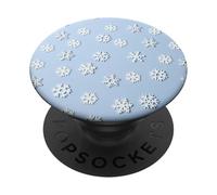 Merry Christmas - Téléphone de Noël Bleu Gris givré Flocon de Neige PopSockets PopGrip Adhésif
