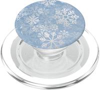 Merry Christmas - Téléphone de Noël Bleu Gris givré Flocon de Neige PopSockets PopGrip pour MagSafe