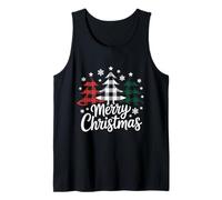 Merry Christmas Tree Christmas Buffalo Plaid Rouge Blanc Vert Débardeur