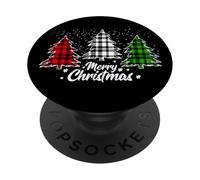 Merry Christmas Tree Christmas Buffalo Plaid Rouge Blanc Vert PopSockets PopGrip Adhésif