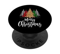 Merry Christmas Tree Christmas Buffalo Plaid Rouge Blanc Vert PopSockets PopGrip Adhésif