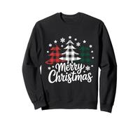 Merry Christmas Tree Christmas Buffalo Plaid Rouge Blanc Vert Sweatshirt