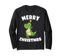 Merry Christmas Tree Rex Drôle Dinosaure Tyrannosaure Rex Manche Longue