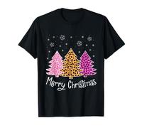 Merry Christmas Trees Leopard Buffalo Plaid Rose Femmes Filles T-Shirt