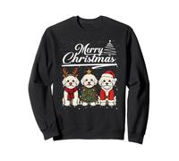 Merry Christmas Trio Bichon Frise Reindeer Elf Santa Xmas Sweatshirt