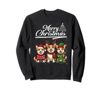 Merry Christmas Trio Corgi Reindeer Elf Santa Xmas Squad Sweatshirt