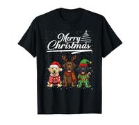 Merry Christmas Trio Labrador Retriever Reindeer Elf Santa T-Shirt