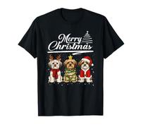 Merry Christmas Trio Morkie Reindeer Elf Santa Xmas Squad T-Shirt