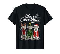 Merry Christmas Trio Weimaraner Reindeer Elf Santa Xmas T-Shirt