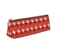 Merry Christmas Trousse triangulaire en cuir avec fermeture éclair pour garçons filles élèves pour le travail et l'école, blanc, Taille unique, Trousse de maquillage