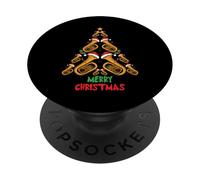 Merry Christmas Tuba Tree Tuba Music Lover Xmas Holiday PopSockets PopGrip Adhésif