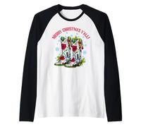 Merry Christmas Yall Cowboy Boots Howdy Western Cowgirl Gift Manche Raglan