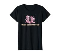 Merry Christmas Yall Pink Cowgirl Boots Disco Western T-Shirt