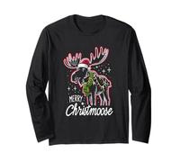 Merry Christmoose Christmas Moose Tree Lights Pajamas Manche Longue