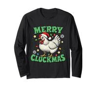 Merry Cluckmas Chicken Christmas Funny Manche Longue