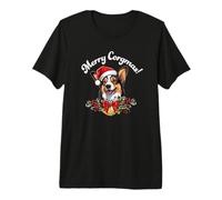 Merry Corgmas Christmas Xmas Black Tricolor Corgi Lover T-Shirt Haut de Gamme
