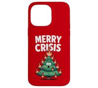 Merry Crisis Arbre de feu de Noël Amusant Anti Noël Coque pour iPhone 14 Pro Max