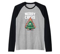 Merry Crisis Arbre de feu de Noël Amusant Anti Noël Manche Raglan